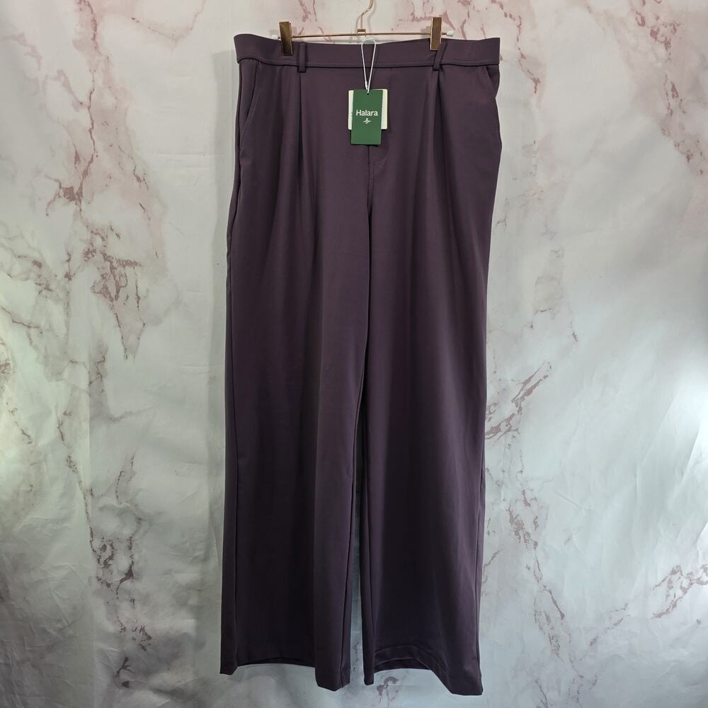 Halara Pants Womens XL X 31 Tall Purple Wide Leg High Rise Pocket Ponte Pull On